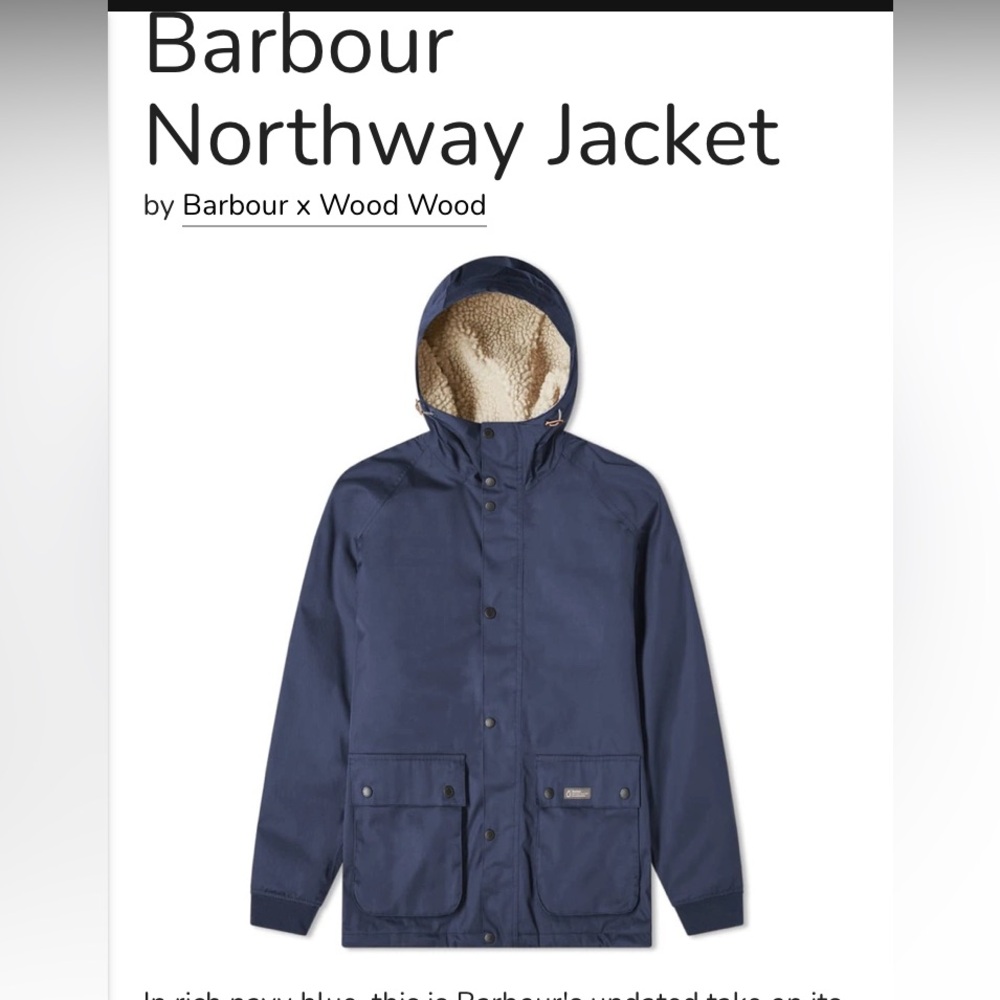 Barbour Northest jacket navy with Sherpa hood and red lining waterproof XXL